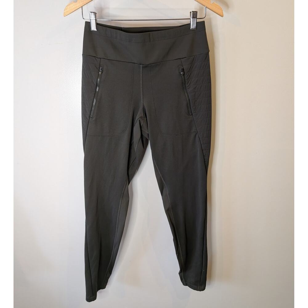 Athleta Peak Hybrid Fleece Tight Olive Army Green Zip Pockets High Waist Women S